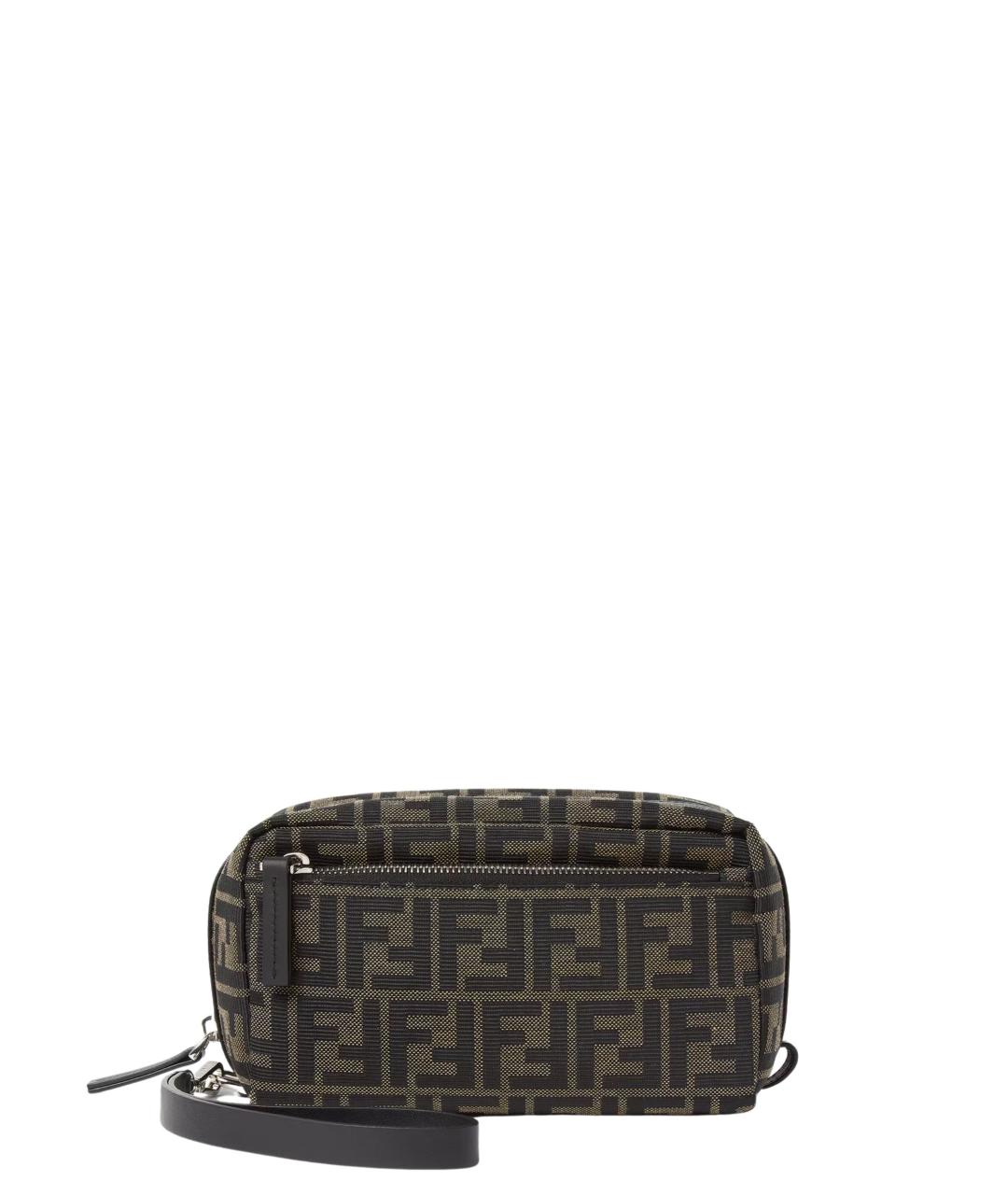 FENDI Коричневая жаккардовая барсетка, фото 4