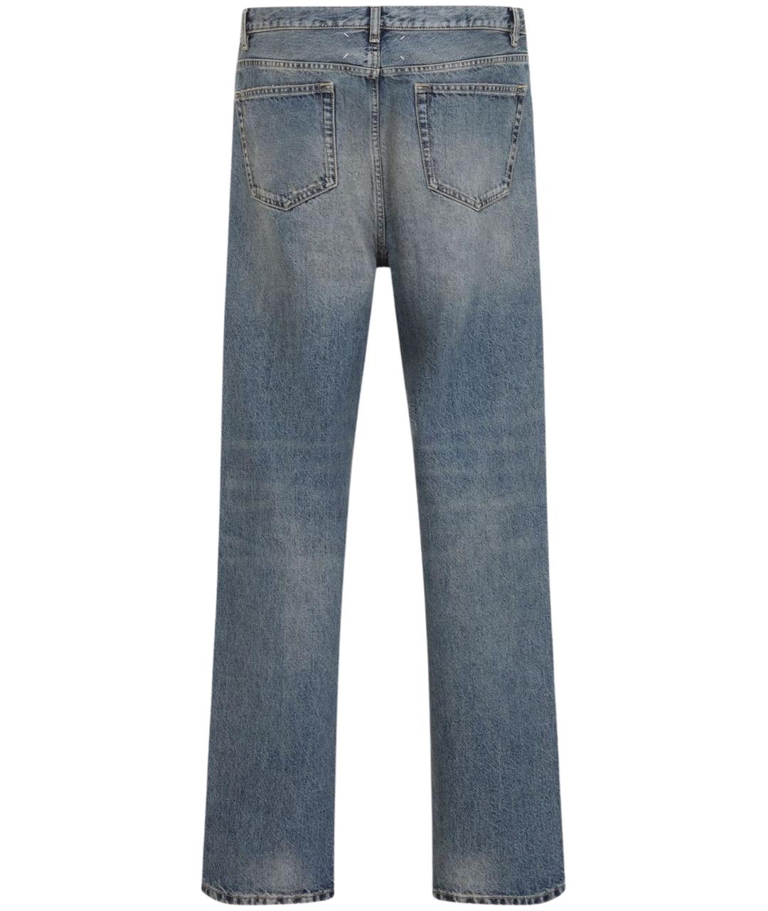 MAISON MARGIELA Голубые хлопковые прямые джинсы, фото 2