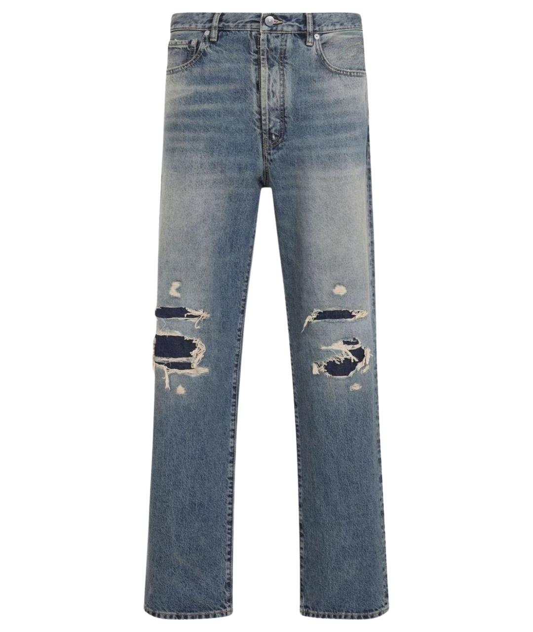 MAISON MARGIELA Голубые хлопковые прямые джинсы, фото 1