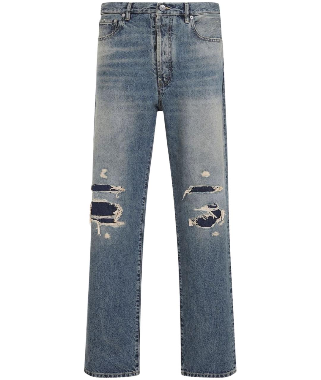 MAISON MARGIELA Голубые хлопковые прямые джинсы, фото 4