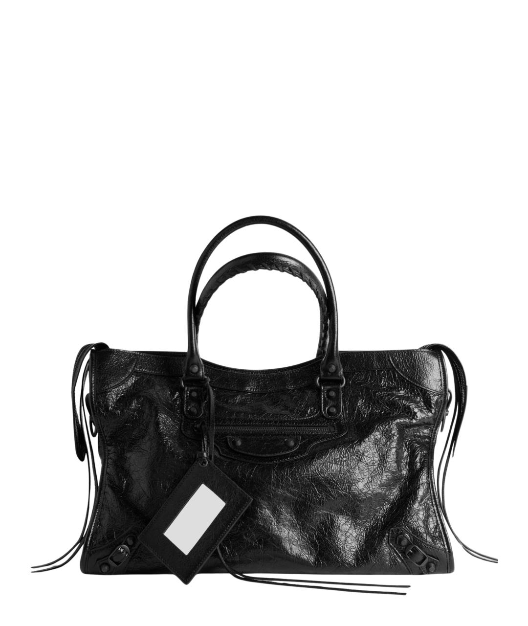 BALENCIAGA Черная кожаная сумка тоут, фото 1