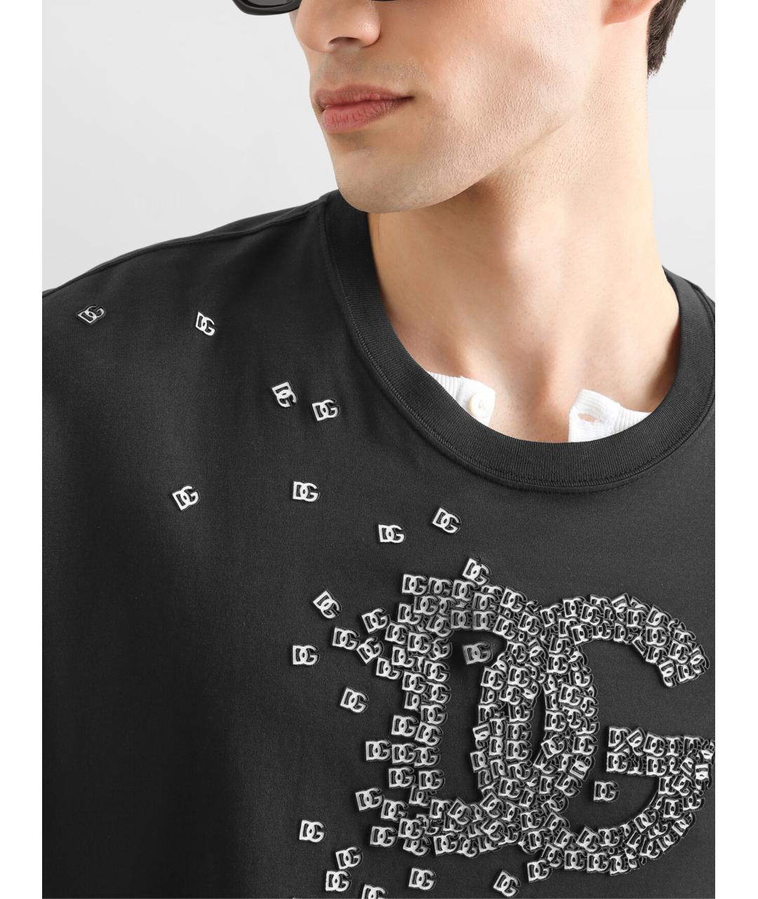 DOLCE&GABBANA Черная хлопковая футболка, фото 4