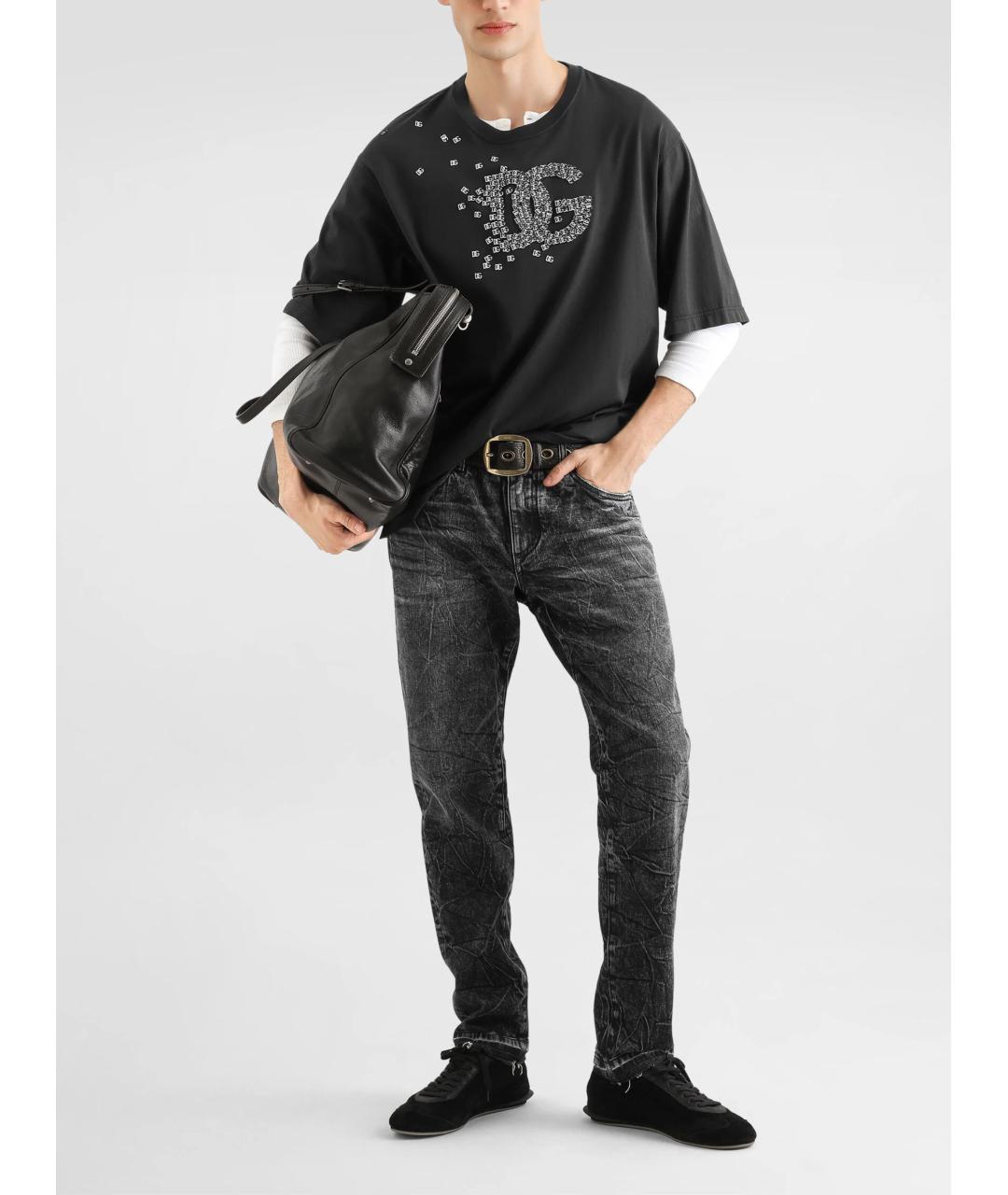 DOLCE&GABBANA Черная хлопковая футболка, фото 2