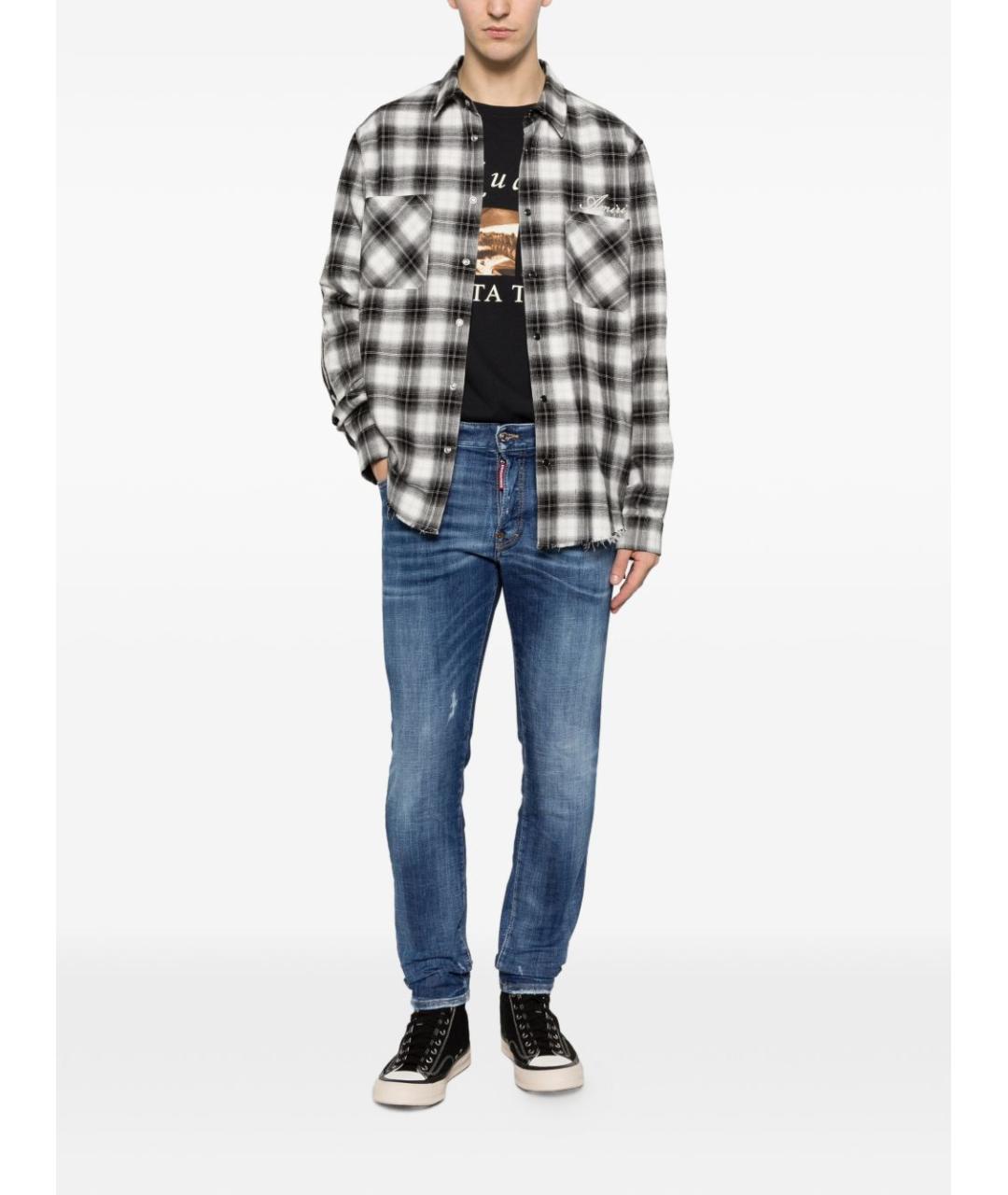 DSQUARED2 Синие хлопковые прямые джинсы, фото 4