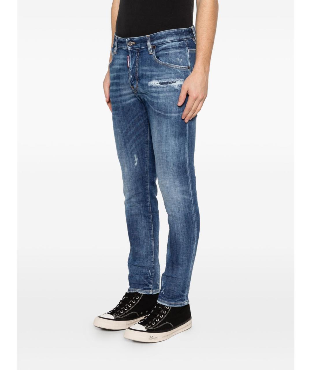 DSQUARED2 Синие хлопковые прямые джинсы, фото 2