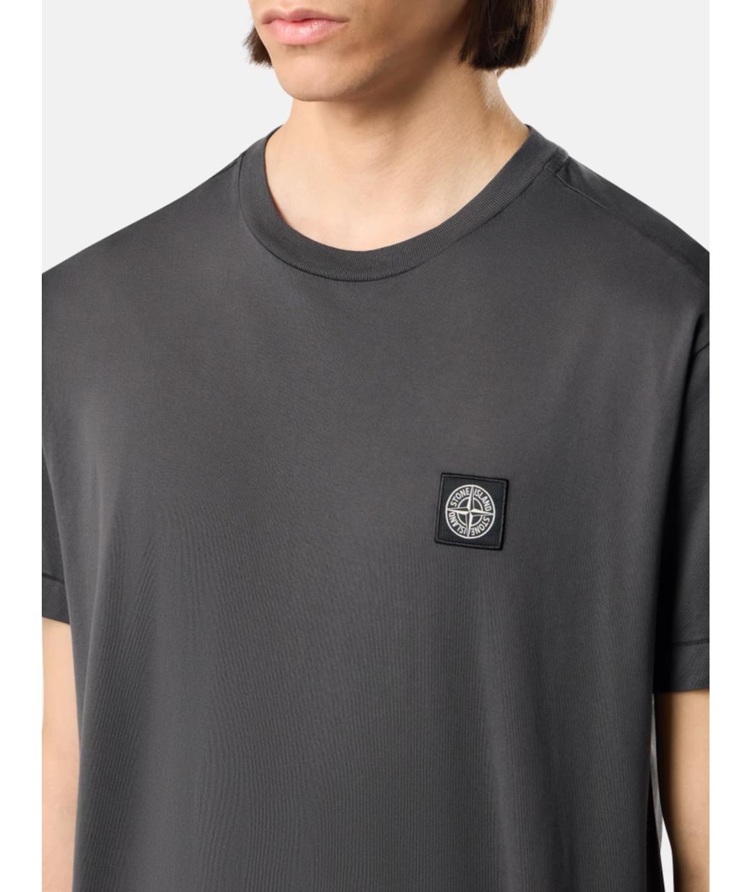 STONE ISLAND Серая хлопковая футболка, фото 3
