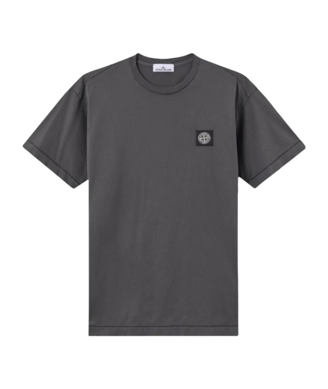 STONE ISLAND Серая хлопковая футболка, фото 1
