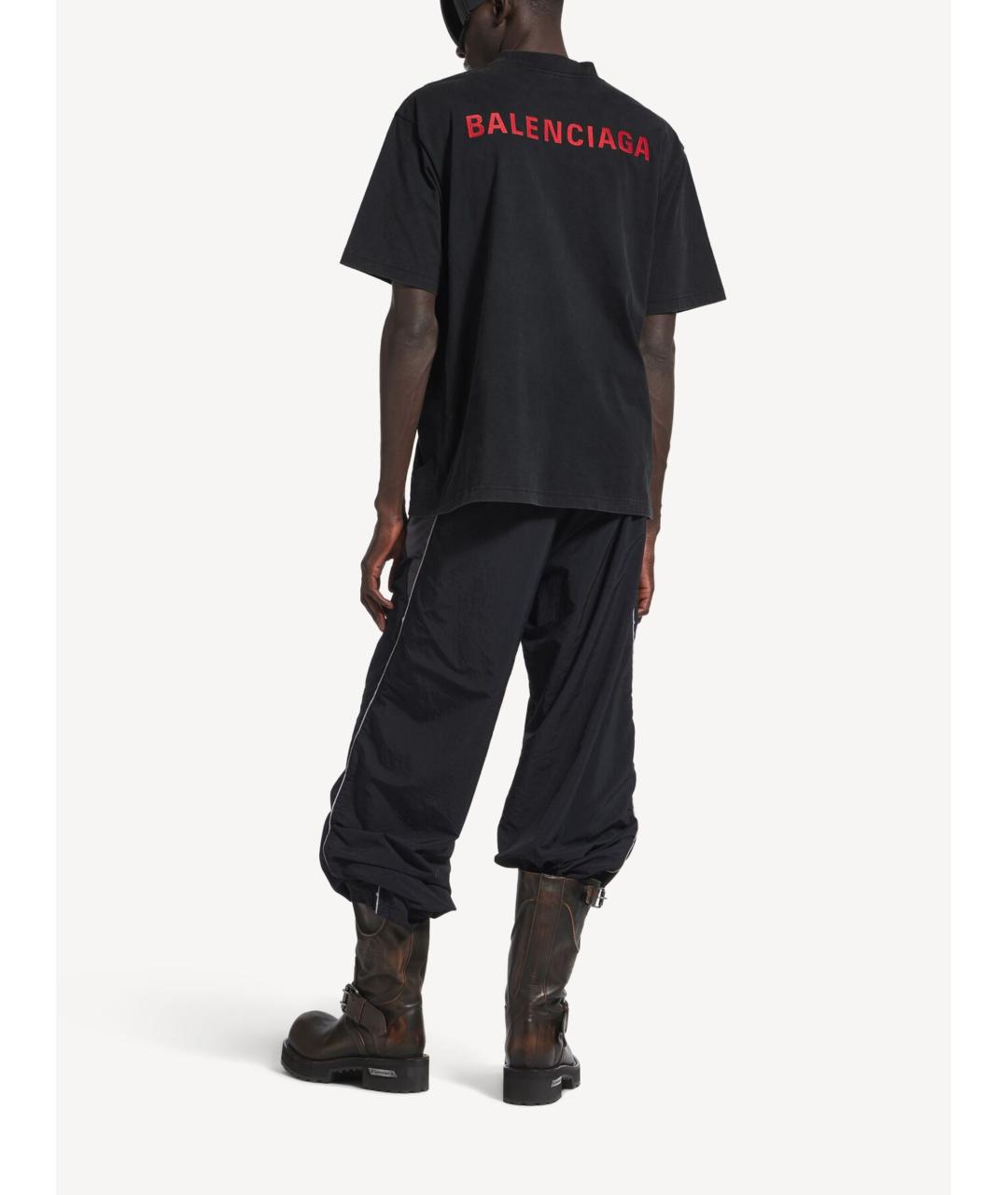 BALENCIAGA Черная хлопковая футболка, фото 4