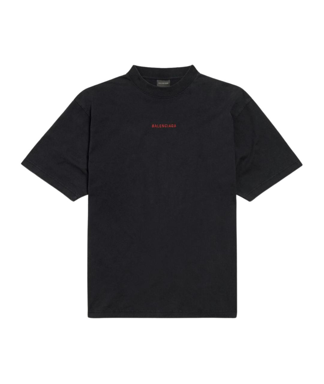 BALENCIAGA Черная хлопковая футболка, фото 1