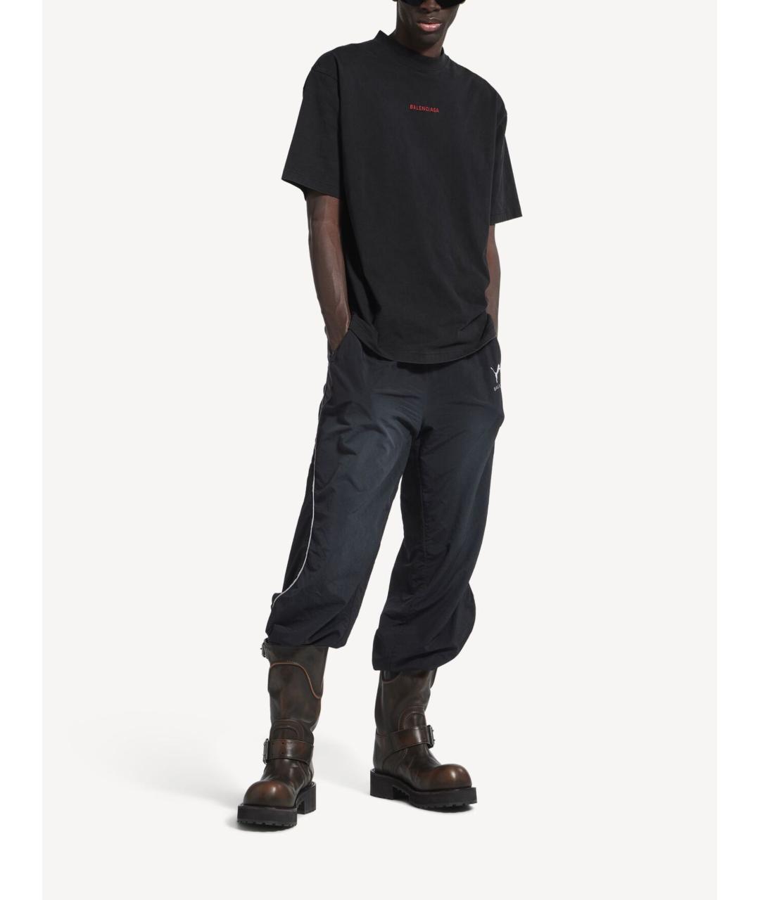 BALENCIAGA Черная хлопковая футболка, фото 2
