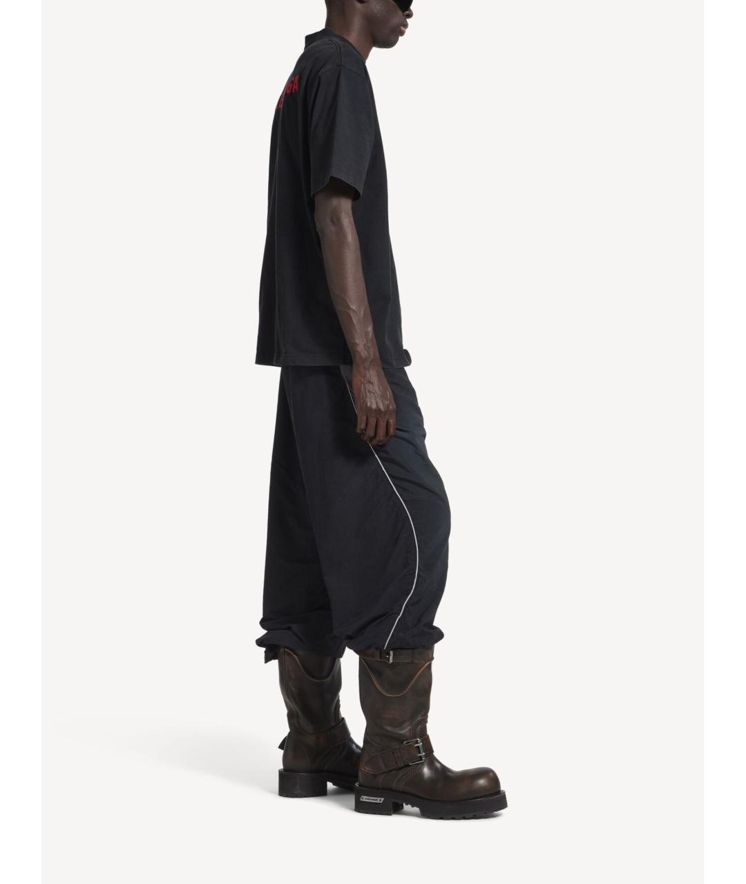 BALENCIAGA Черная хлопковая футболка, фото 3