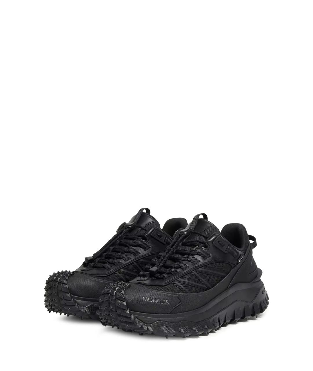 MONCLER Черные синтетические низкие кроссовки / кеды, фото 3