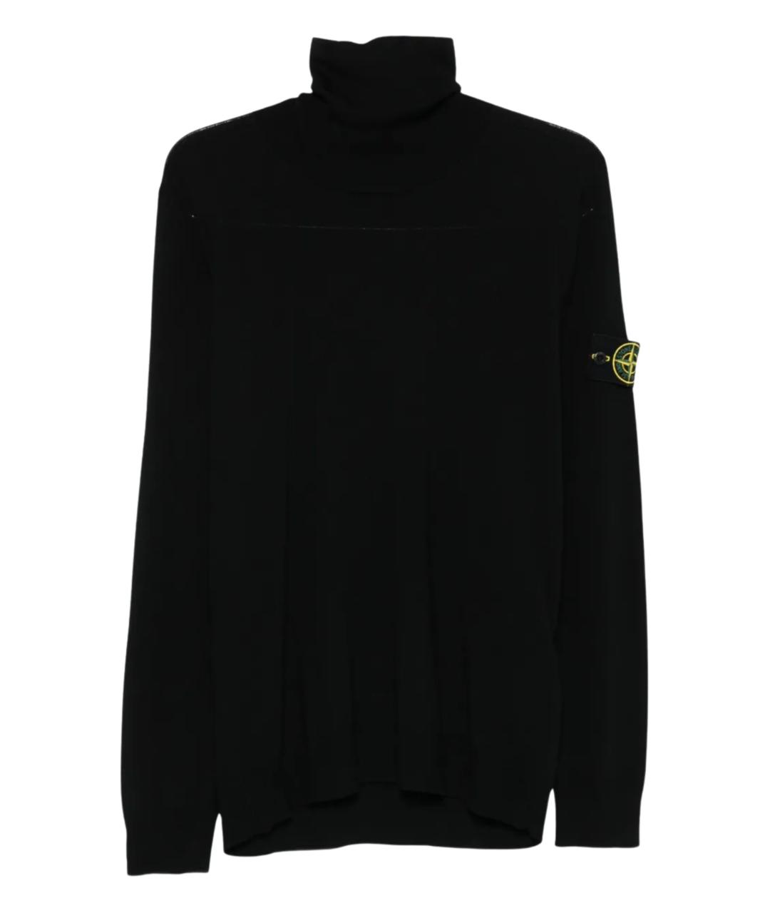 STONE ISLAND Черная шерстяная водолазка, фото 1