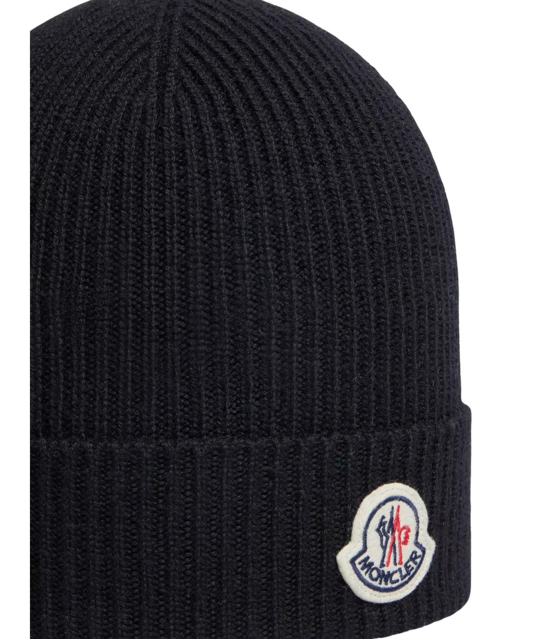 MONCLER Черная шерстяная шапка, фото 3