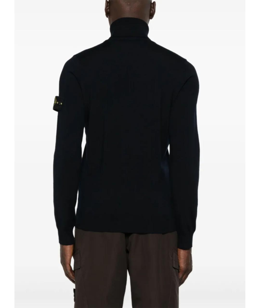 STONE ISLAND Темно-синяя шерстяная водолазка, фото 4