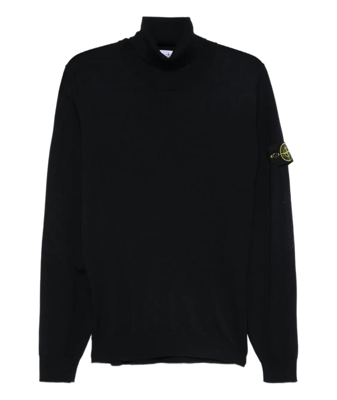 STONE ISLAND Темно-синяя шерстяная водолазка, фото 1