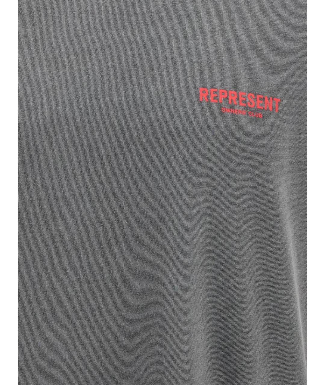 REPRESENT Серая хлопковая футболка, фото 4