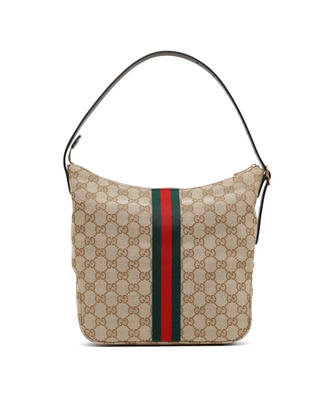 GUCCI Бежевая жаккардовая сумка на плечо, фото 1