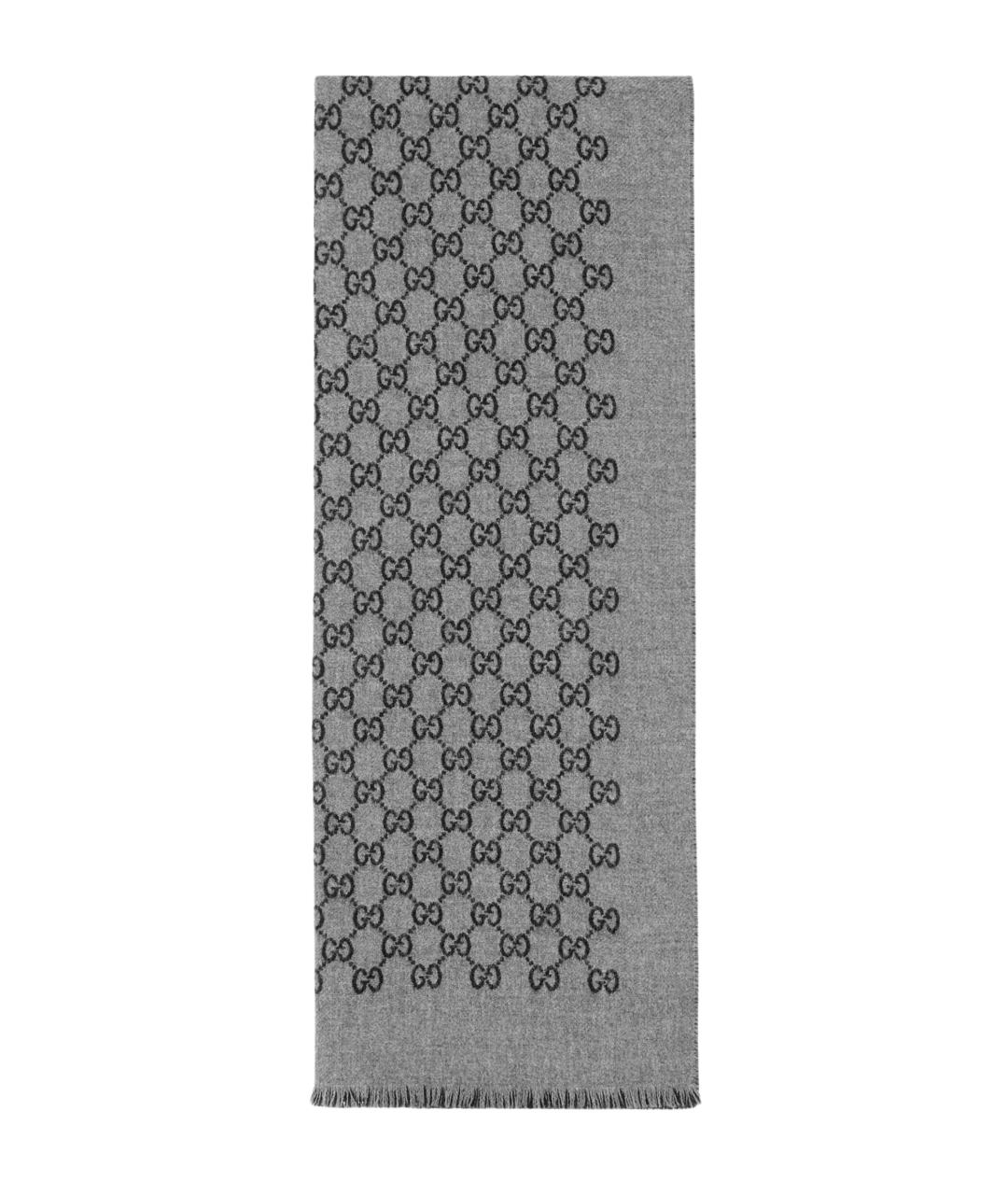 GUCCI Серый шерстяной шарф, фото 1