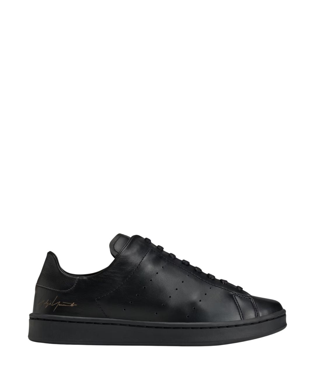 Y-3 Черные кожаные низкие кроссовки / кеды, фото 1