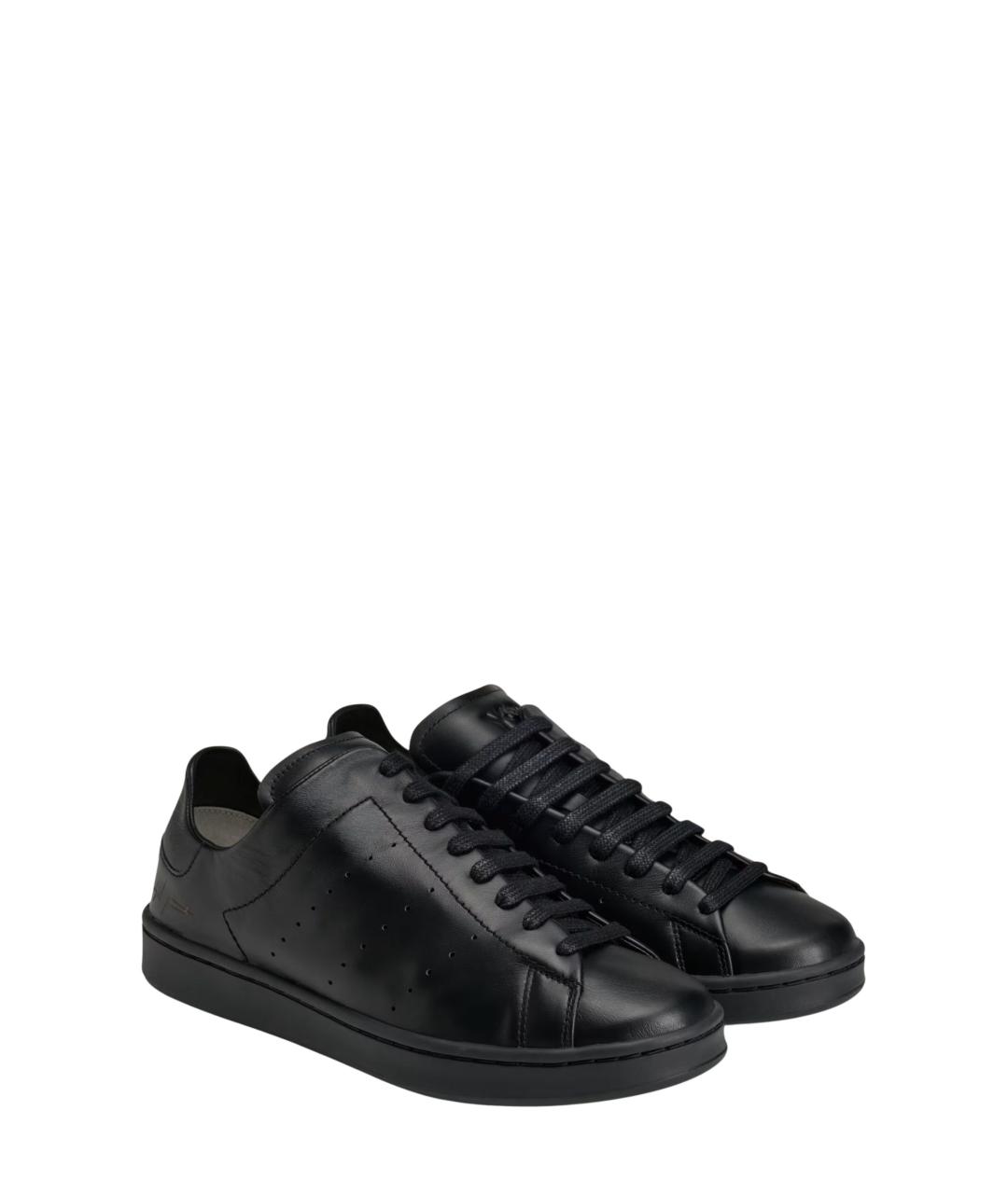 Y-3 Черные кожаные низкие кроссовки / кеды, фото 2