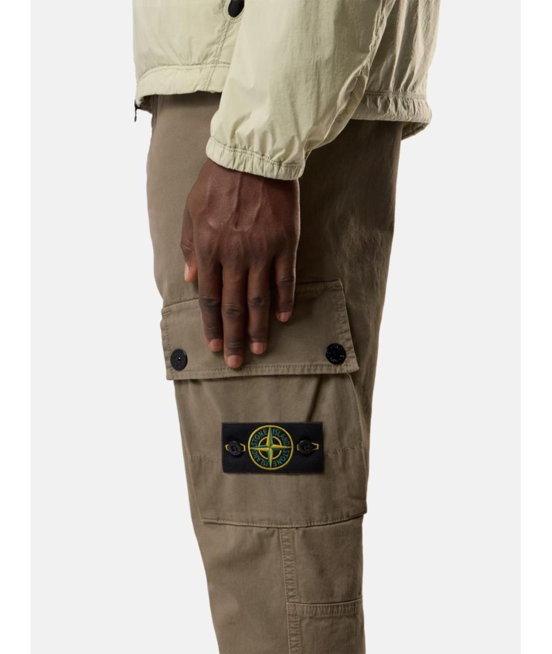 STONE ISLAND Хаки хлопковые повседневные брюки, фото 4