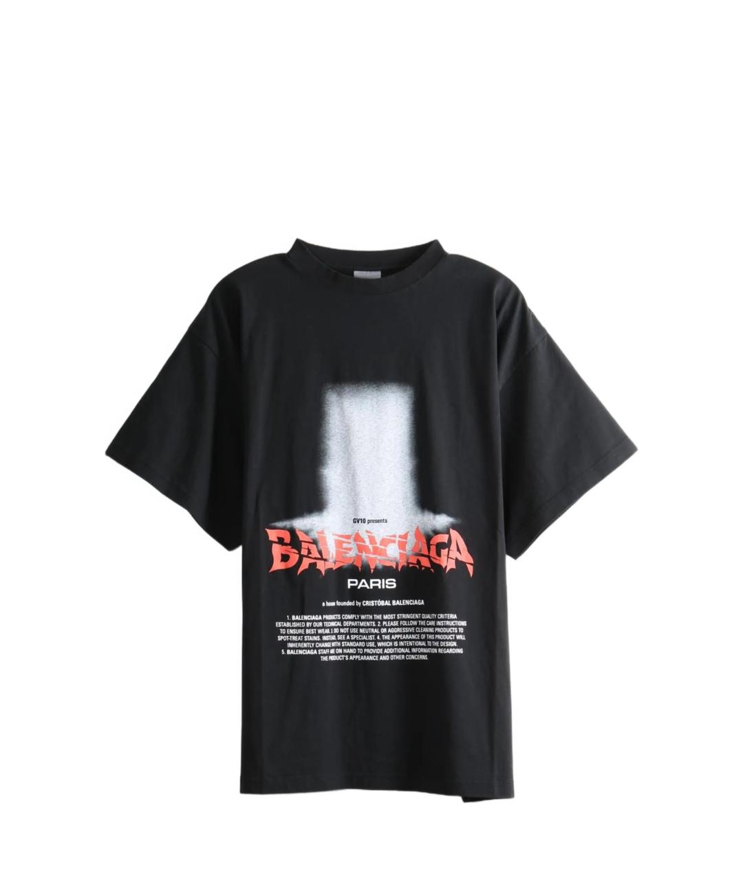 BALENCIAGA Черная хлопковая футболка, фото 5