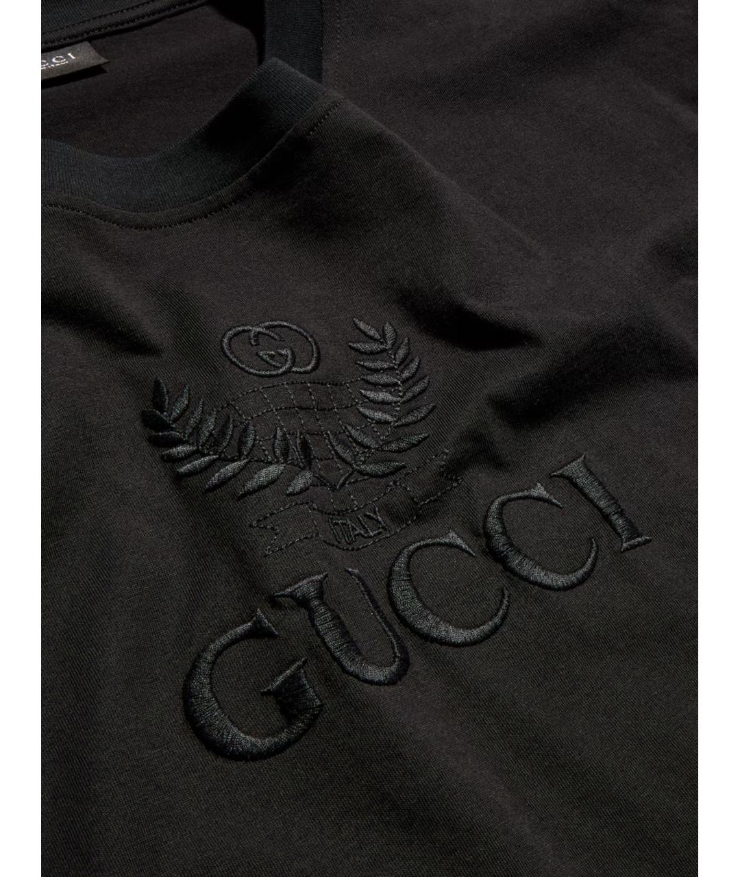 GUCCI Черная хлопковая футболка, фото 2