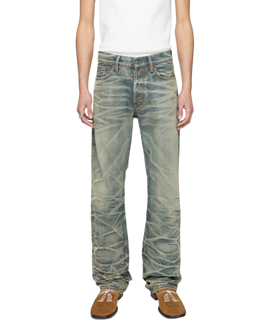ACNE STUDIOS Голубые хлопковые прямые джинсы, фото 3