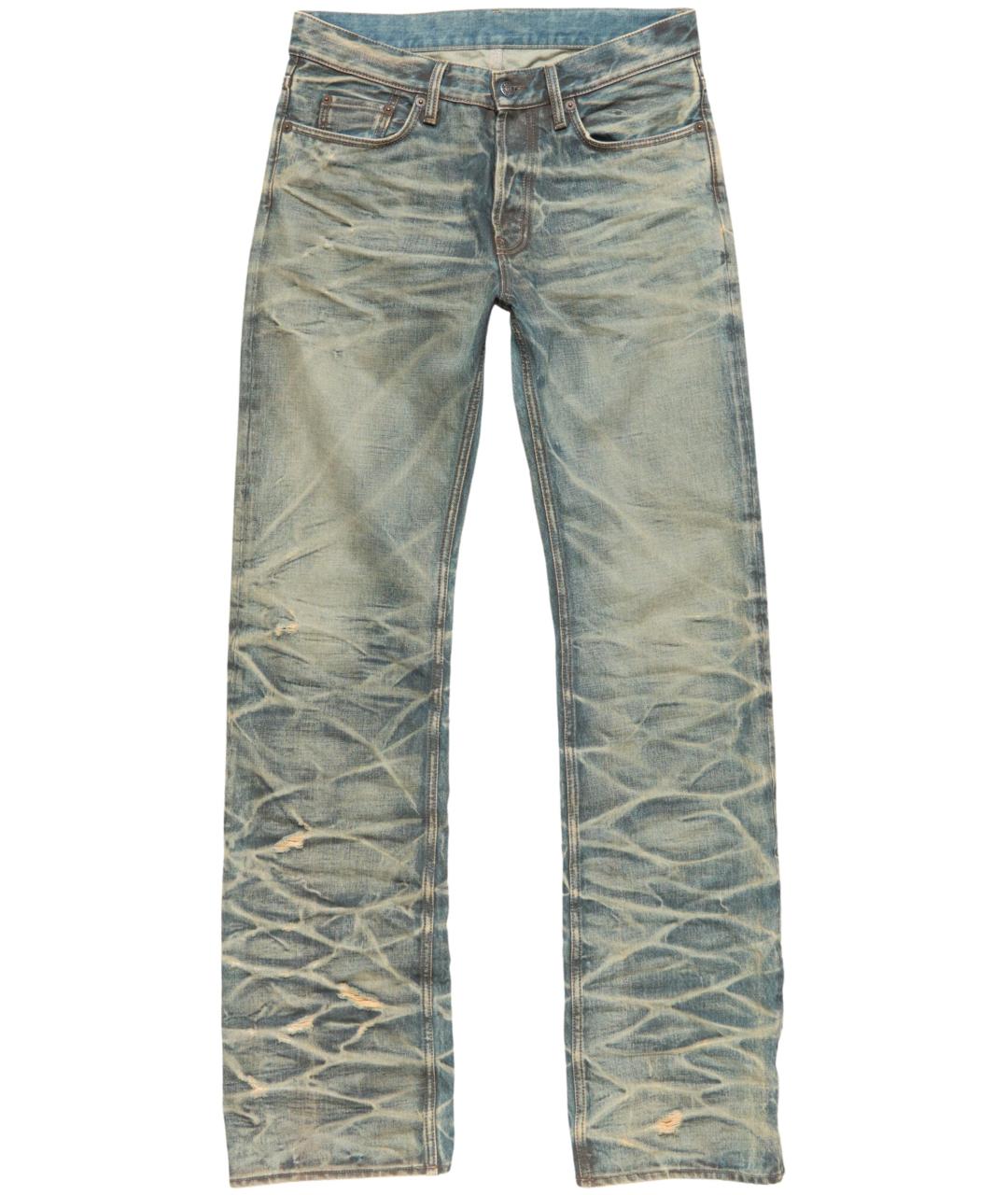 ACNE STUDIOS Голубые хлопковые прямые джинсы, фото 1