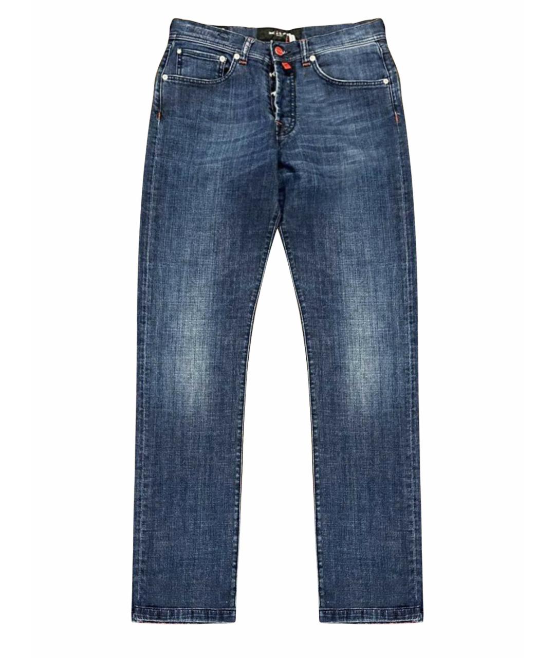 KITON Темно-синие хлопковые прямые джинсы, фото 1
