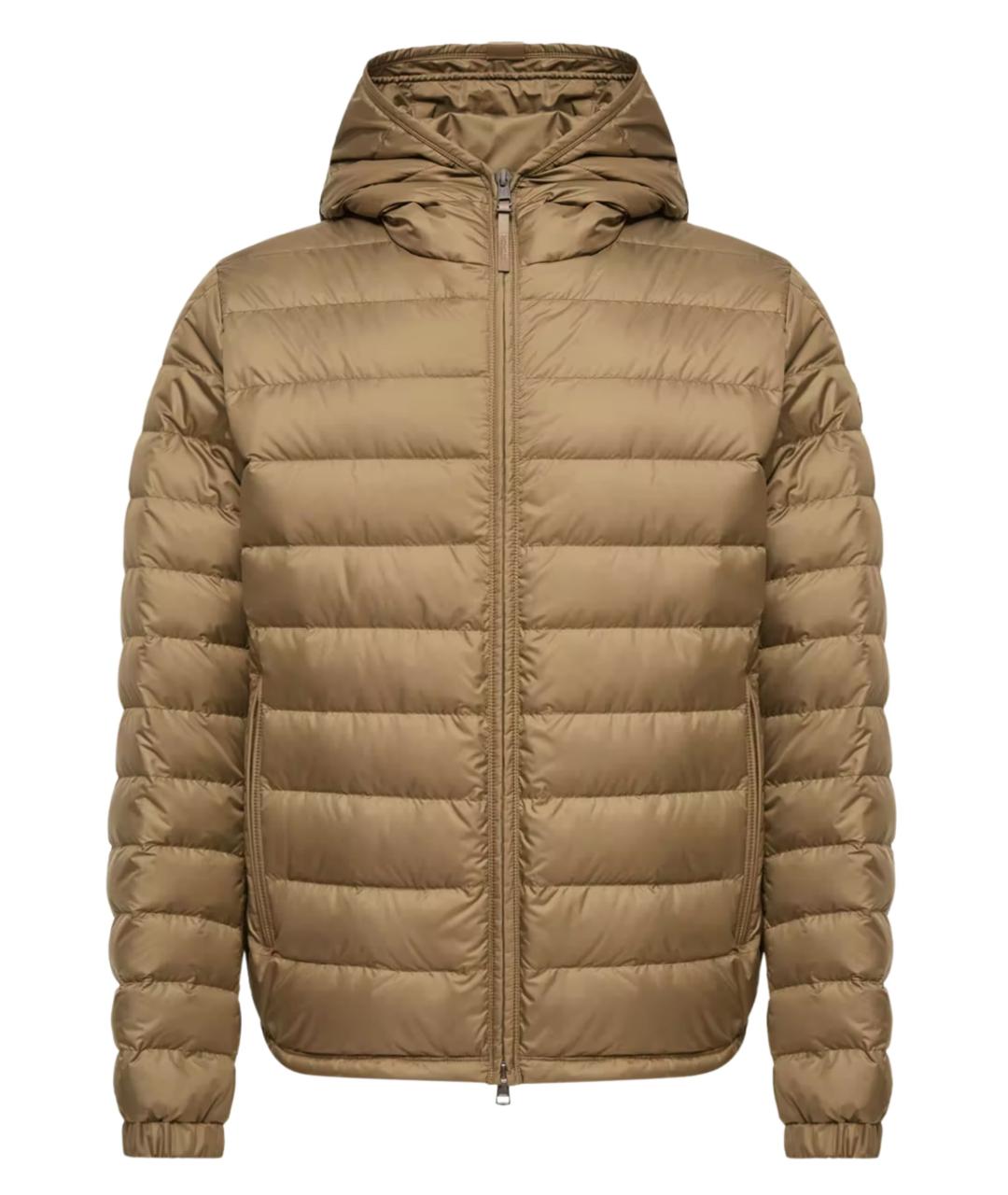 MONCLER Зеленый полиэстеровый пуховик, фото 1