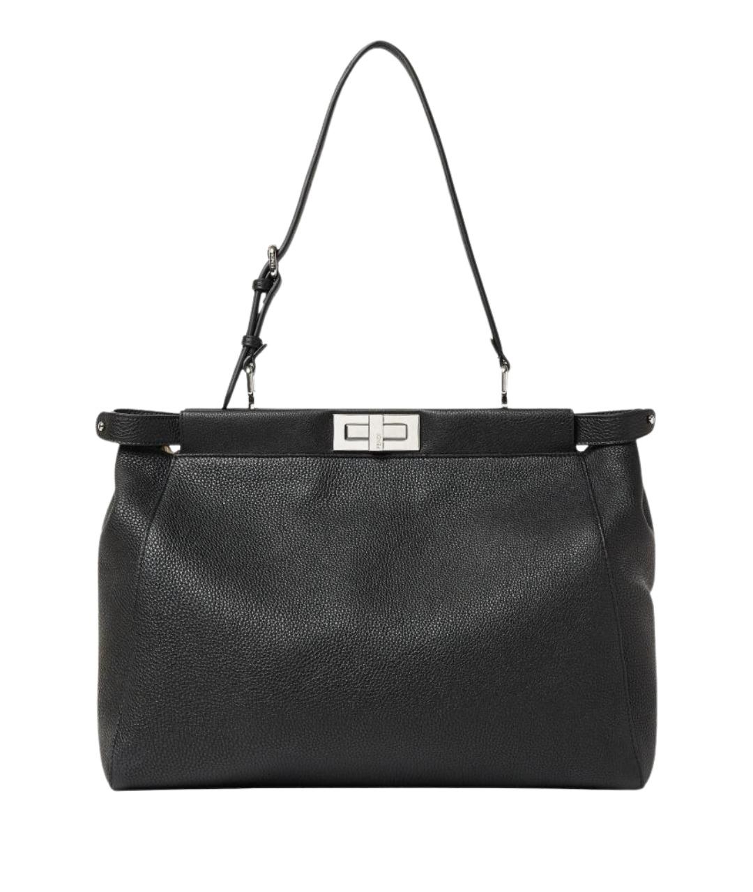 FENDI Черная кожаная сумка тоут, фото 1