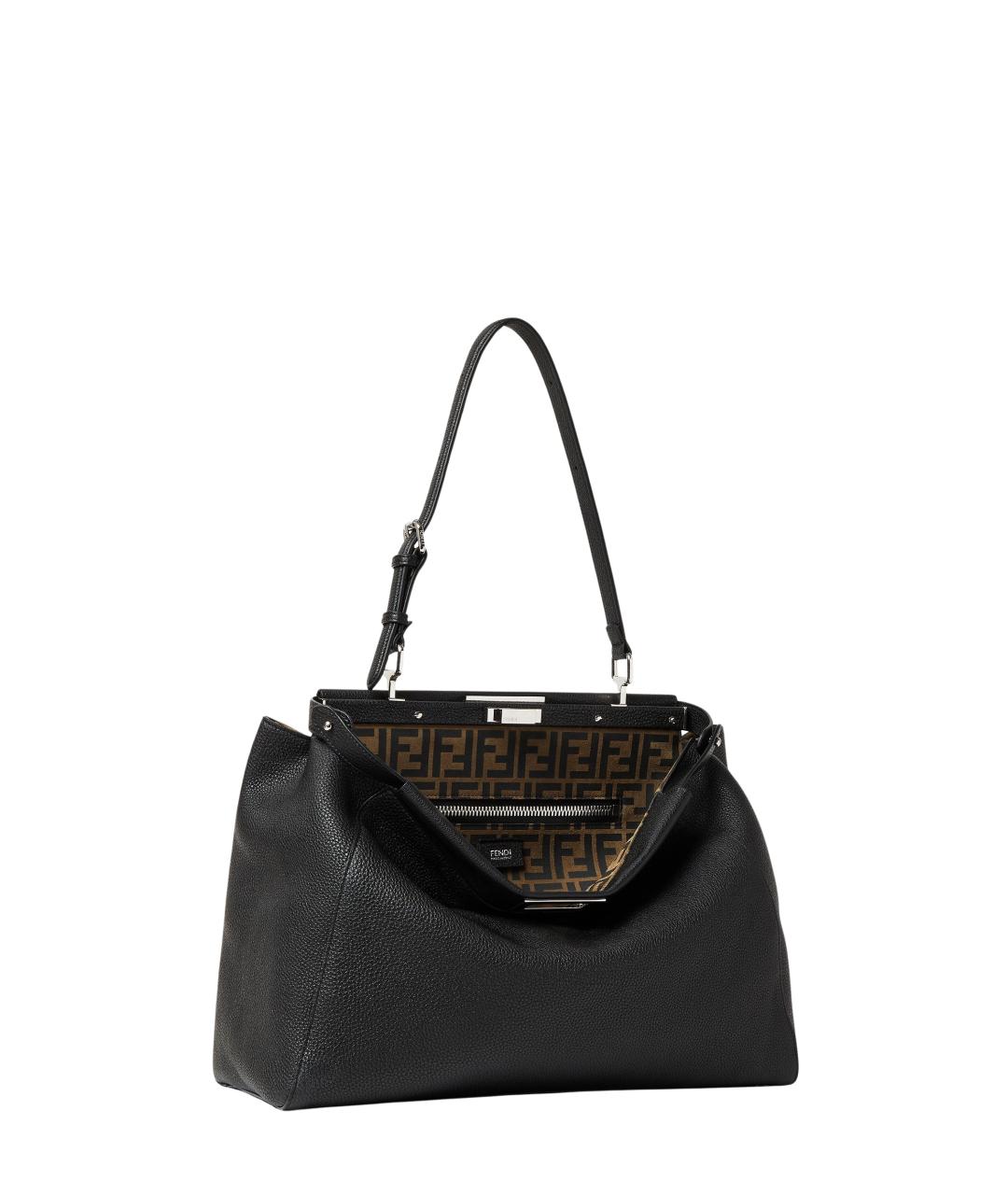 FENDI Черная кожаная сумка тоут, фото 2