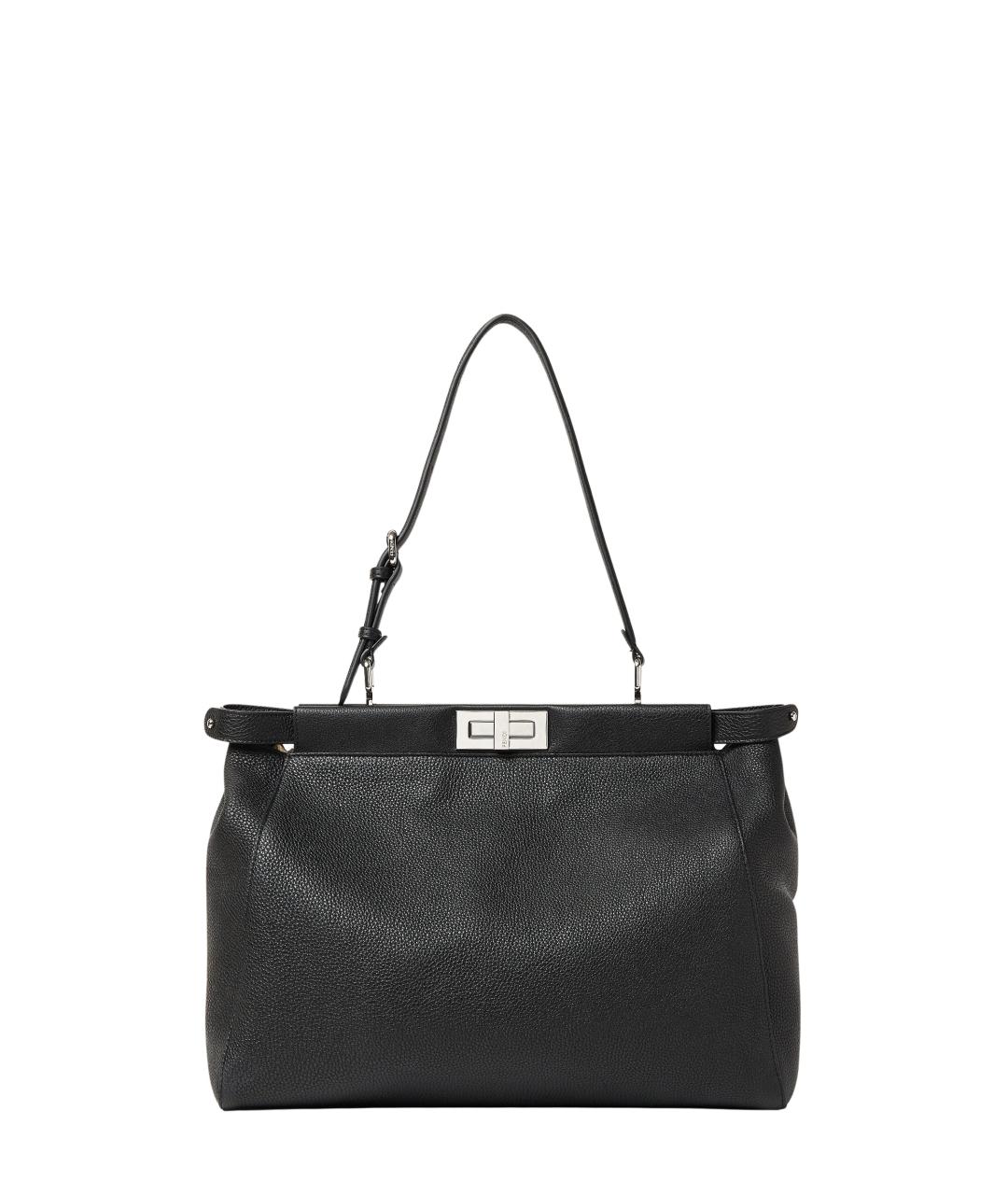 FENDI Черная кожаная сумка тоут, фото 6