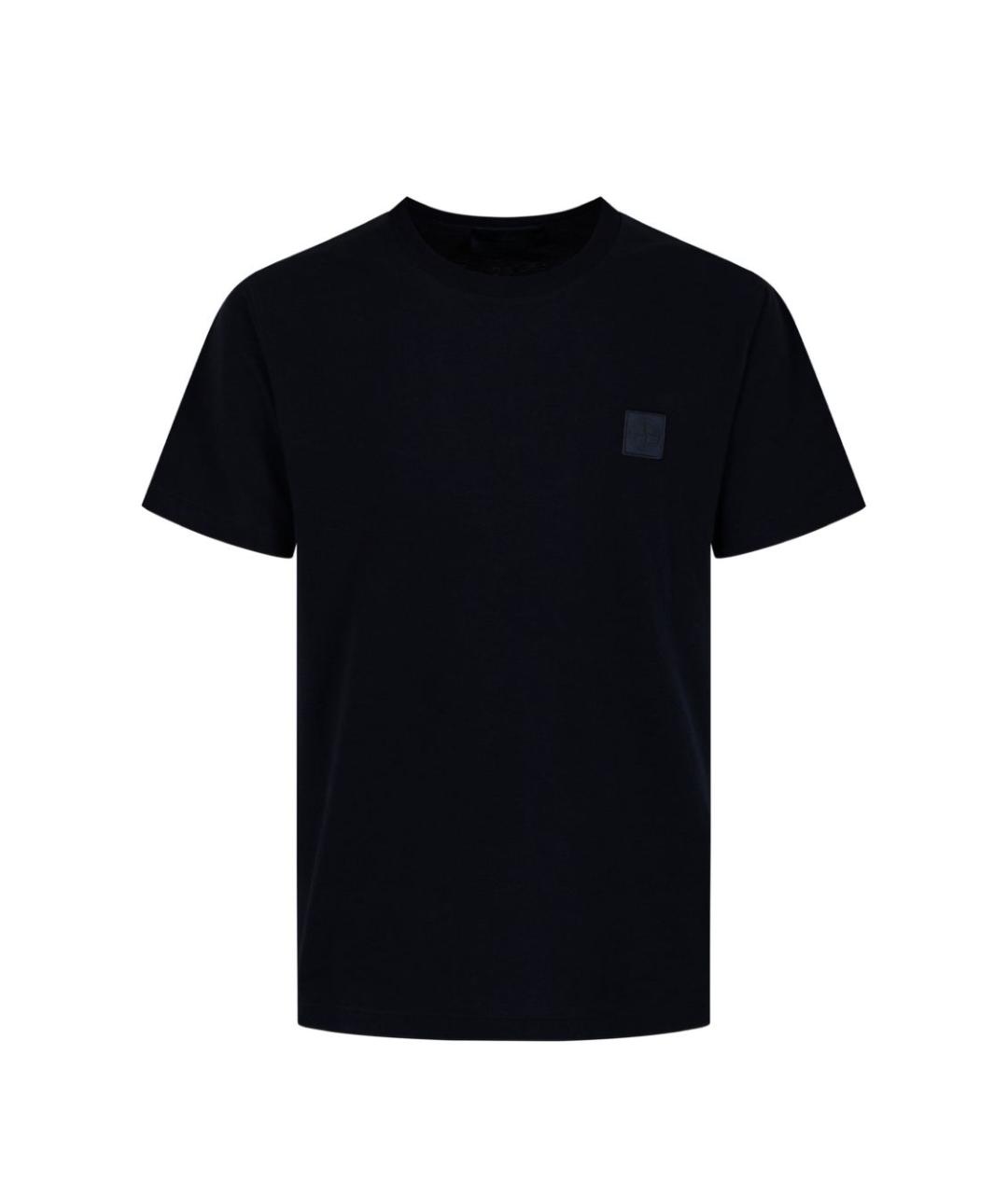 STONE ISLAND Темно-синяя хлопковая футболка, фото 4