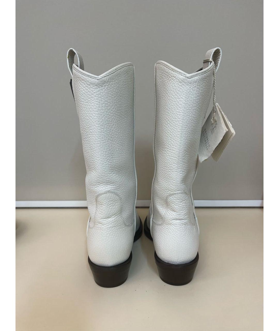 BRUNELLO CUCINELLI Белые кожаные сапоги, фото 3