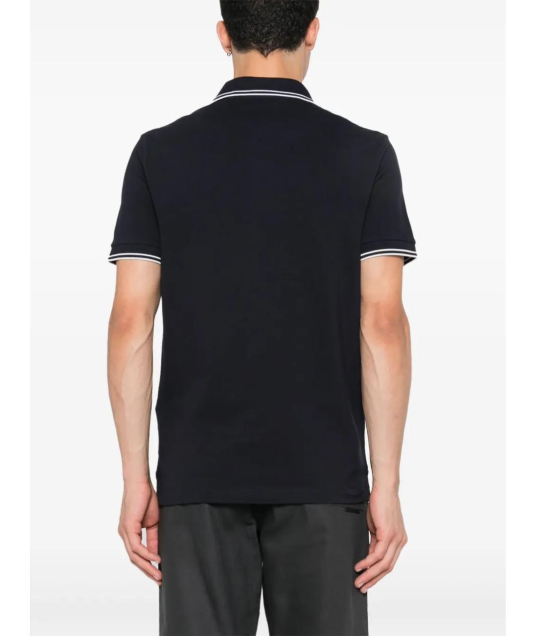 STONE ISLAND Темно-синее хлопко-эластановое поло с коротким рукавом, фото 4