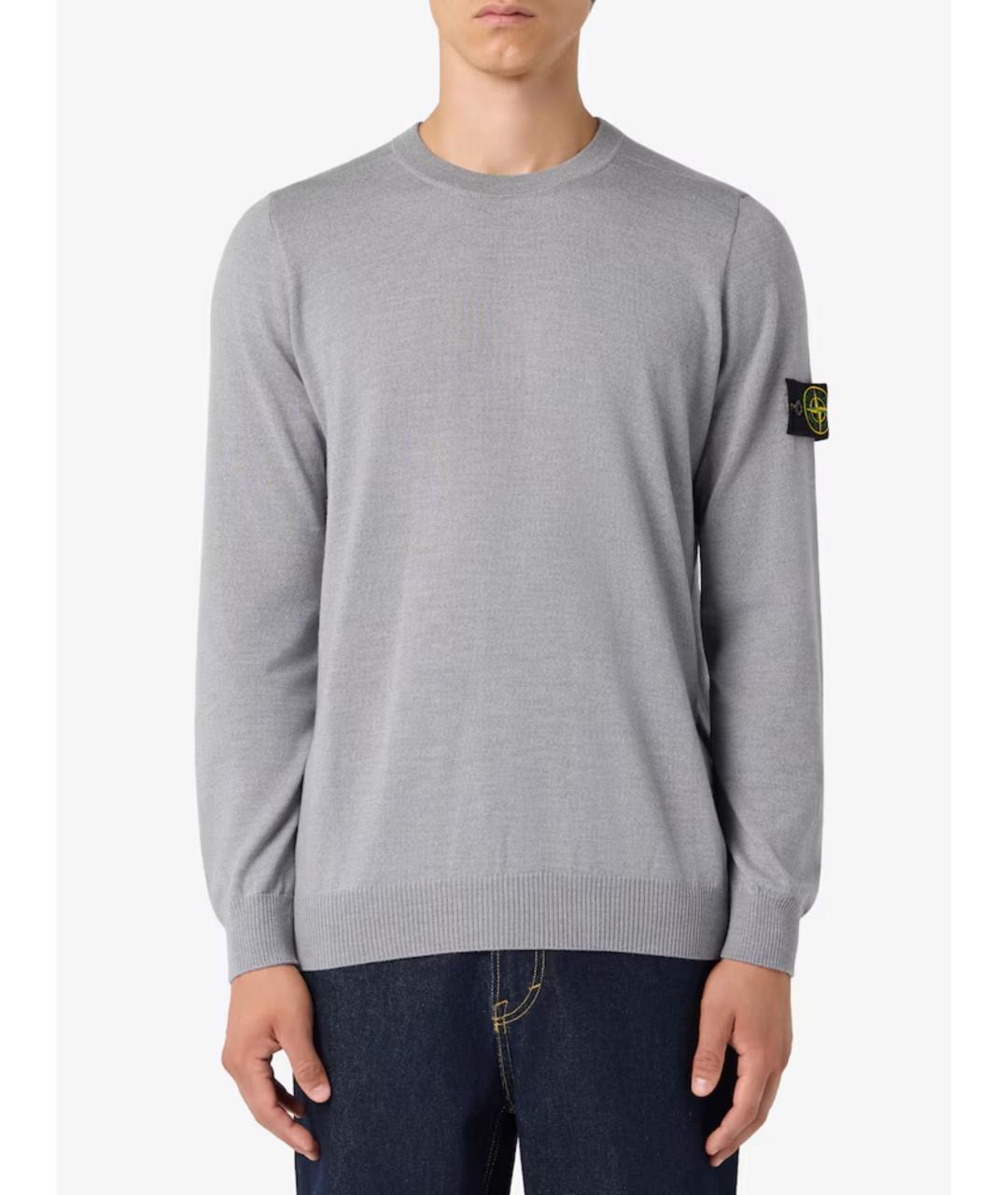 STONE ISLAND Серый шерстяной джемпер / свитер, фото 2