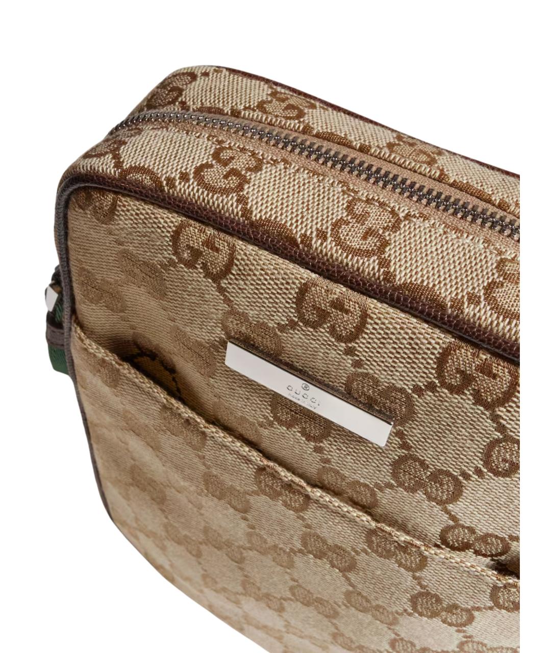 GUCCI Бежевая сумка на плечо из канвы, фото 3