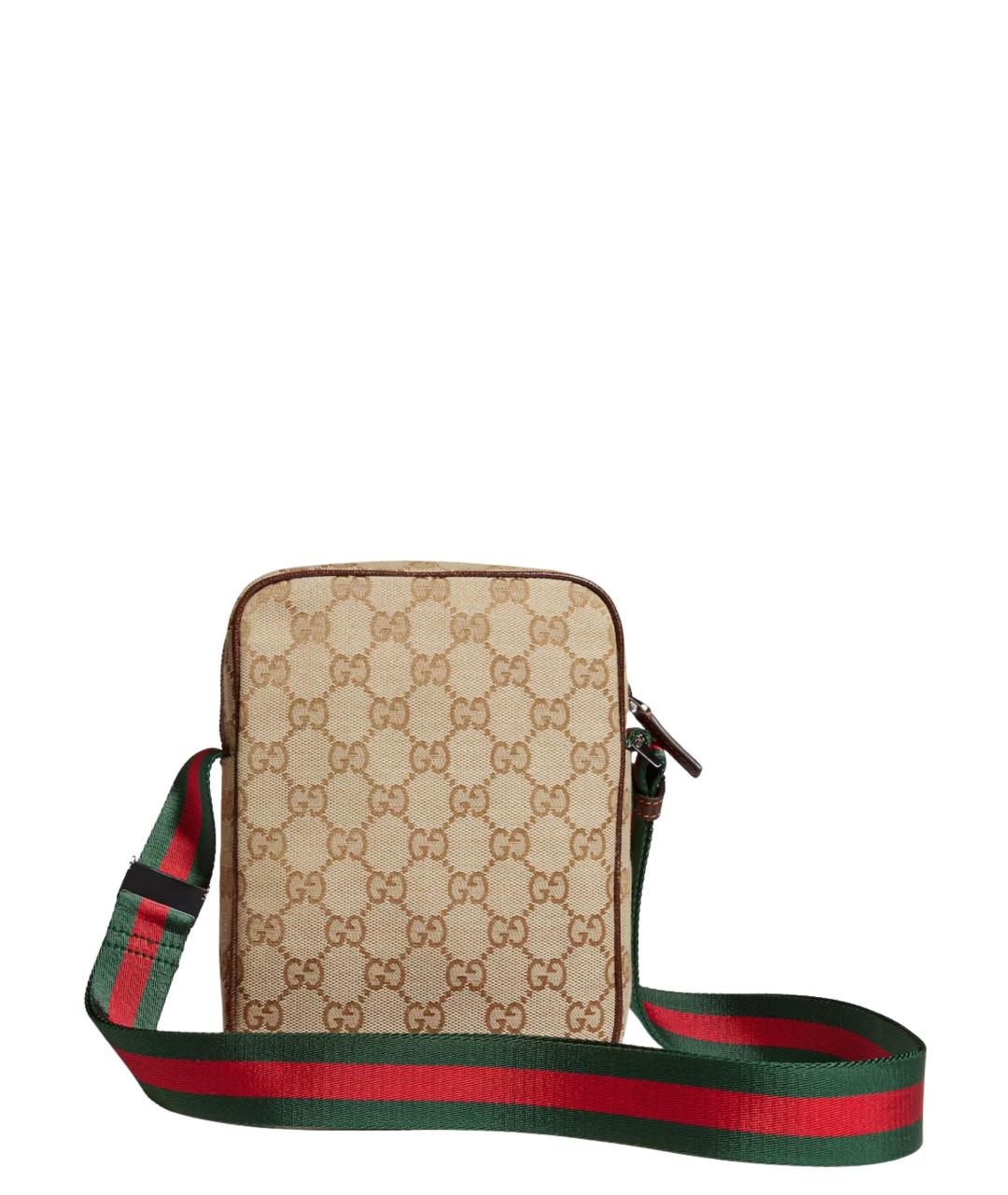 GUCCI Бежевая сумка на плечо из канвы, фото 2