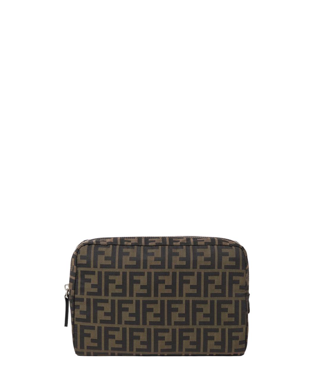 FENDI Коричневая тканевая косметичка, фото 1