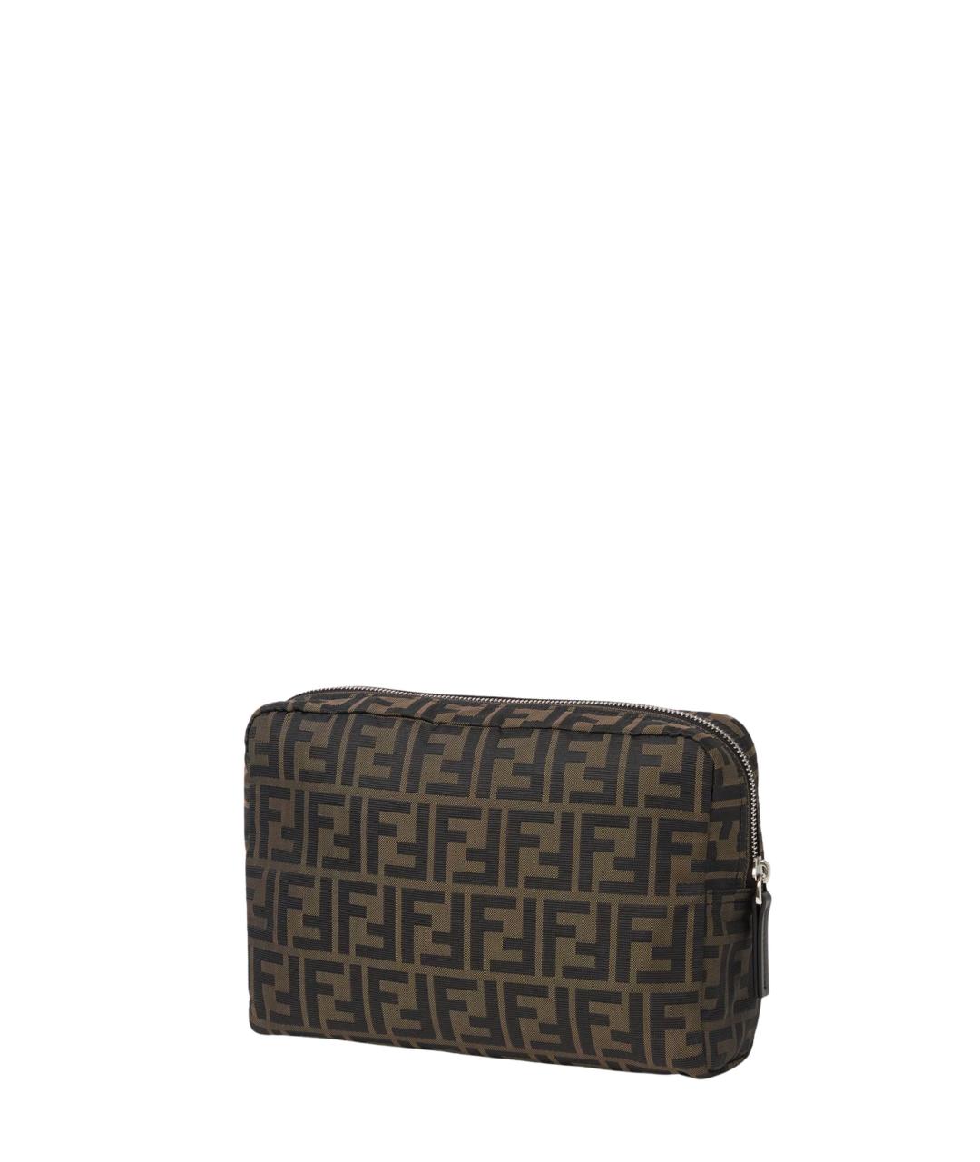 FENDI Коричневая тканевая косметичка, фото 2