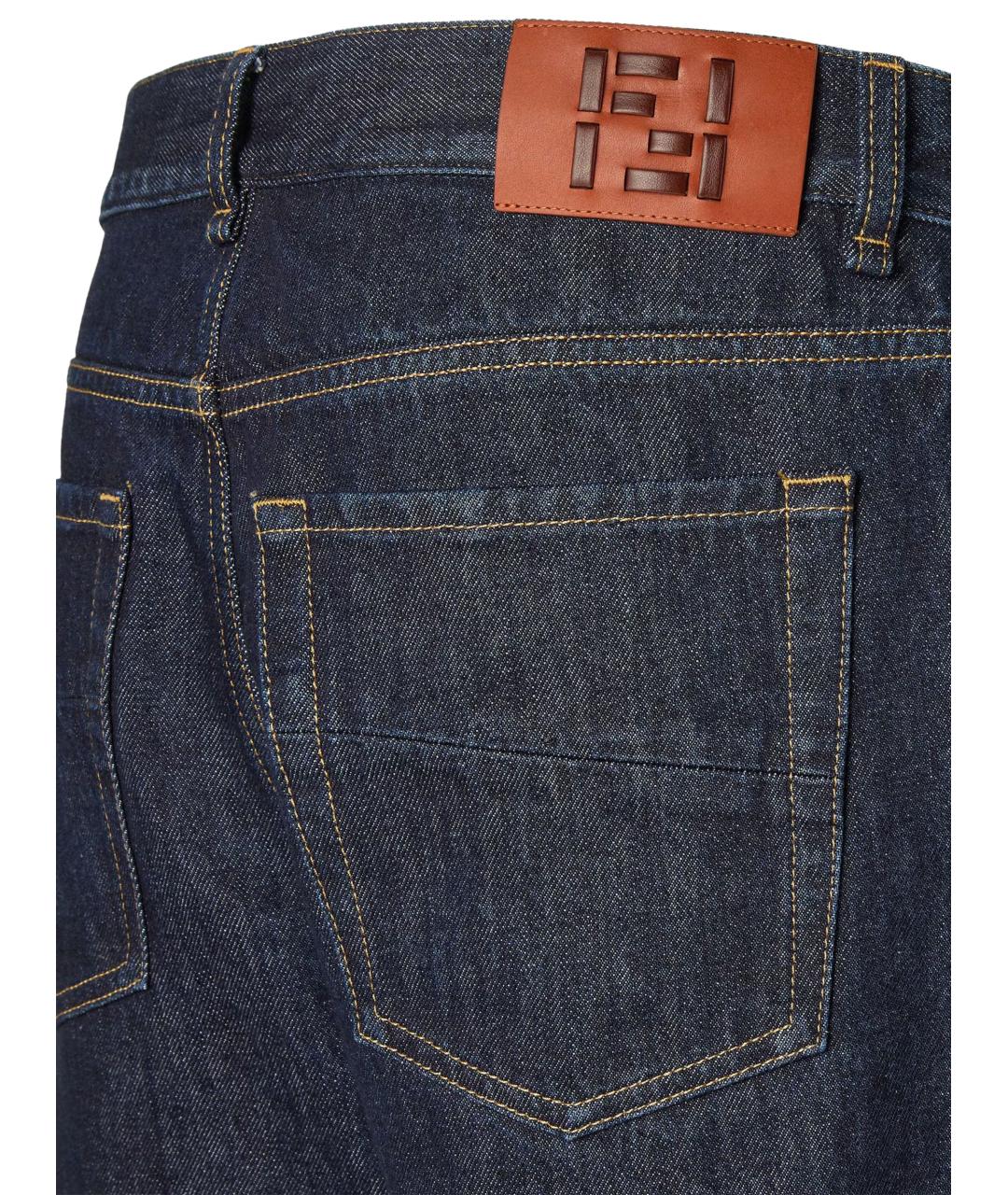 FENDI Синие хлопковые прямые джинсы, фото 3