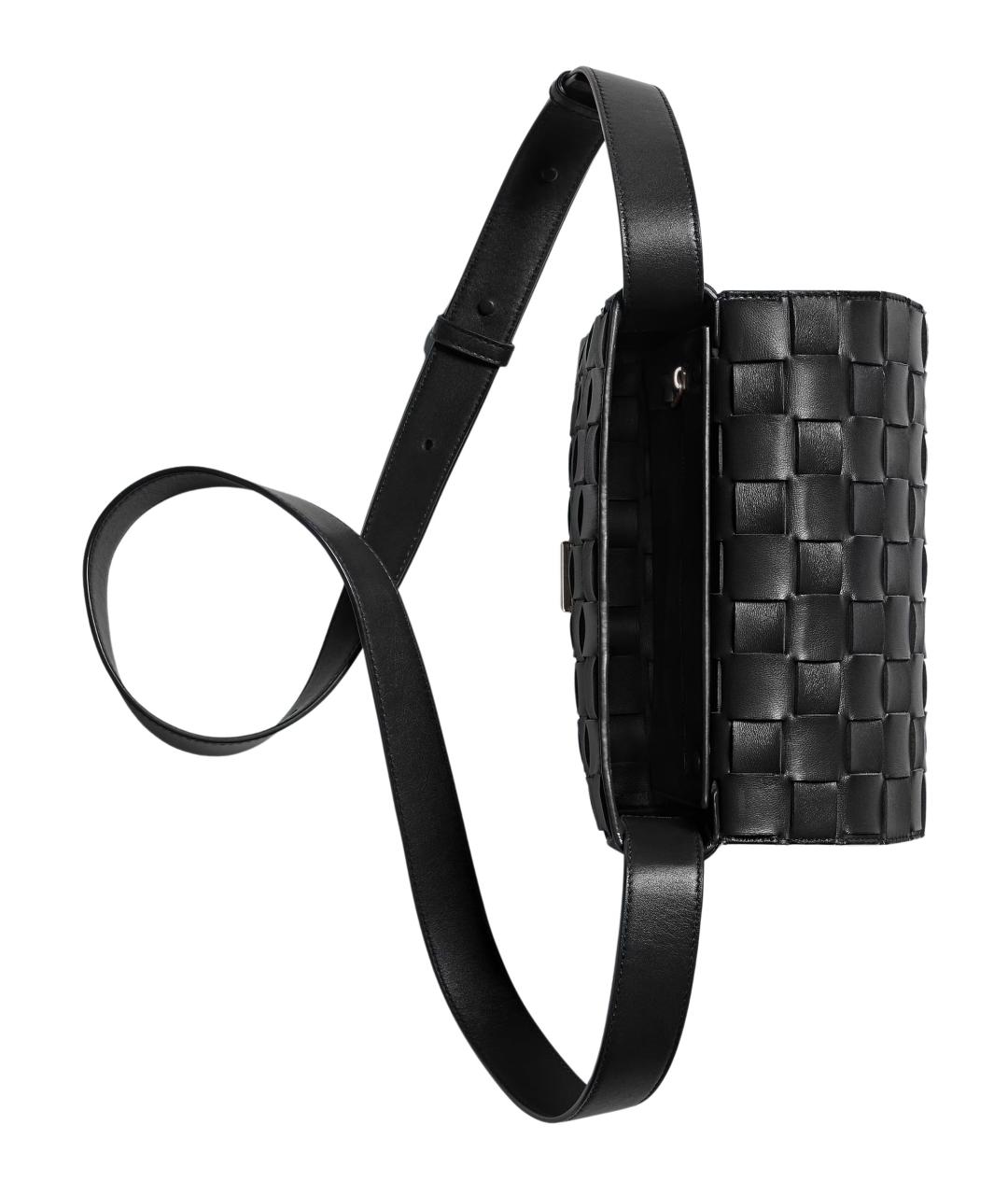 BOTTEGA VENETA Черная кожаная сумка на плечо, фото 4