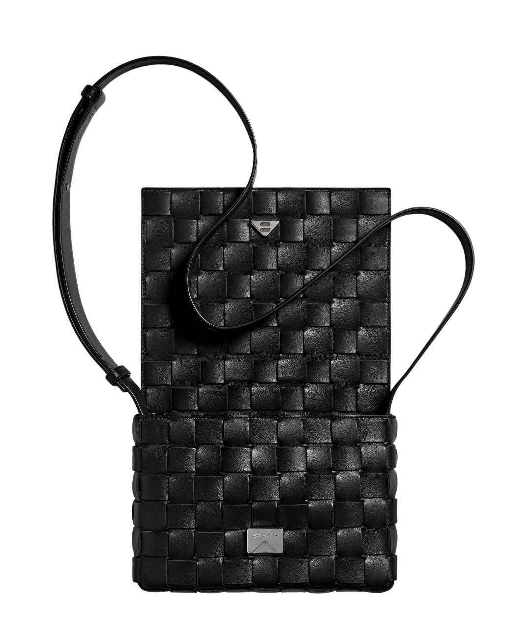 BOTTEGA VENETA Черная кожаная сумка на плечо, фото 3