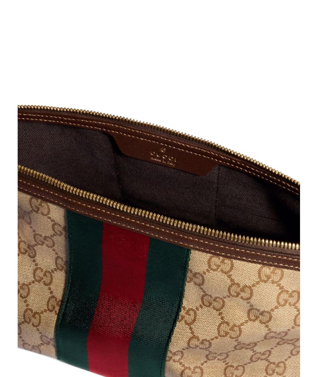 GUCCI Бежевая сумка на плечо из канвы, фото 3