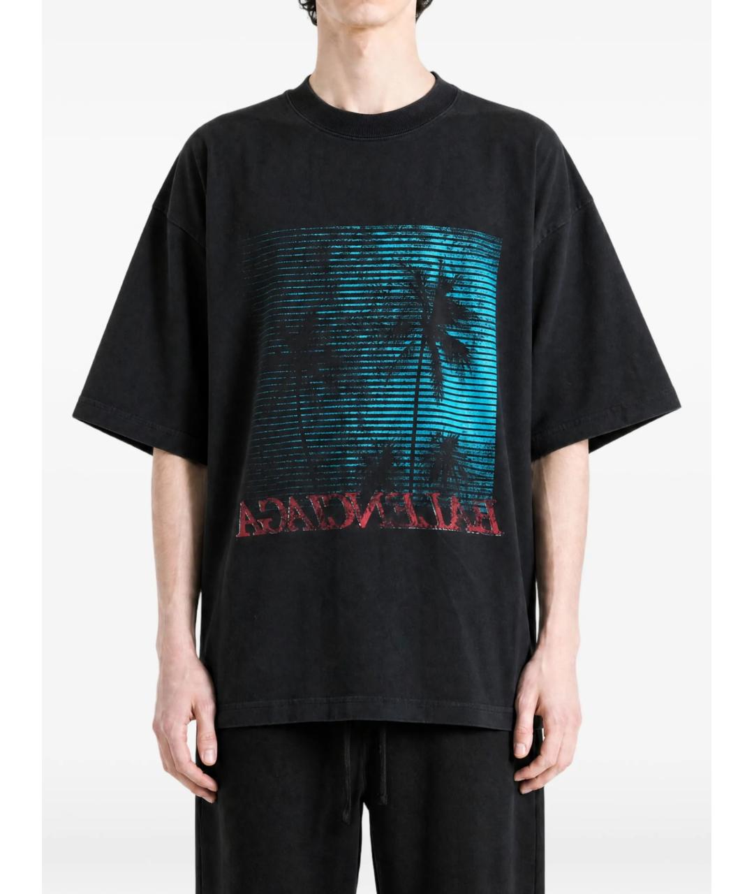 BALENCIAGA Черная хлопковая футболка, фото 2