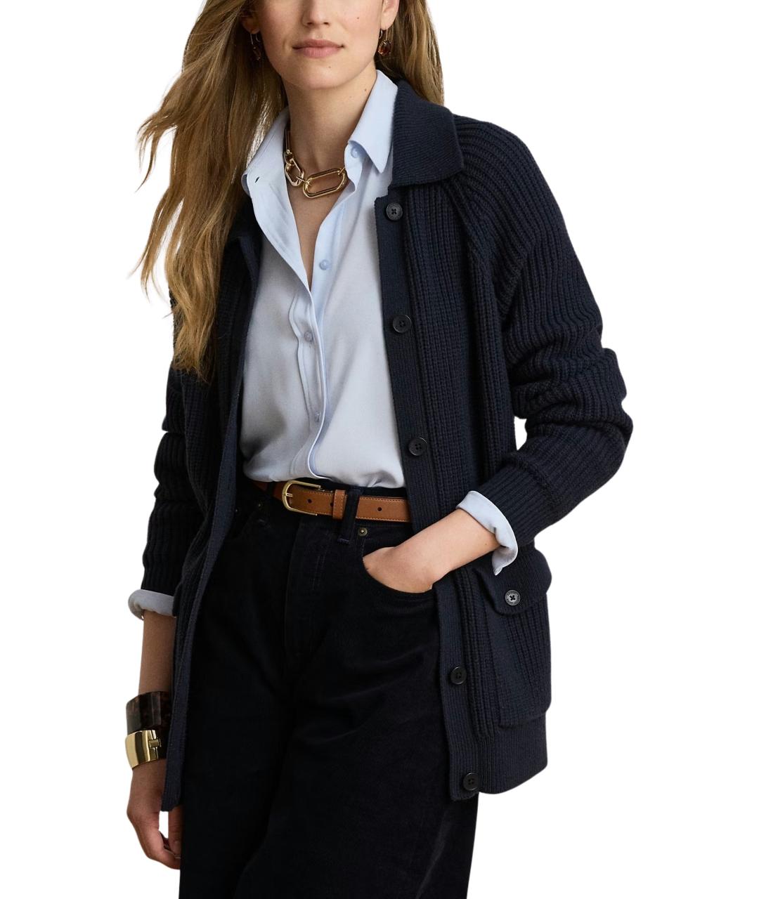 RALPH LAUREN Синий хлопковый кардиган, фото 2