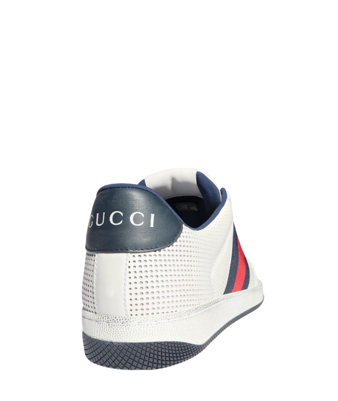 GUCCI Белые кожаные низкие кроссовки / кеды, фото 3